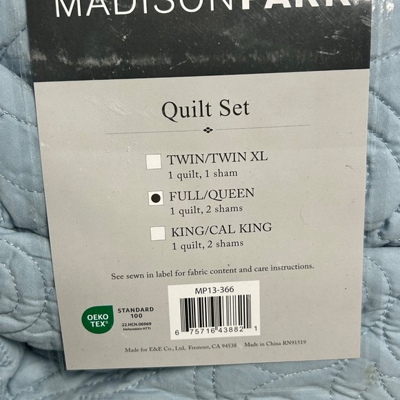 BRAND NEW Madison Park Light Blue Quilt Set – Full/Queen - Picture 4 of 6